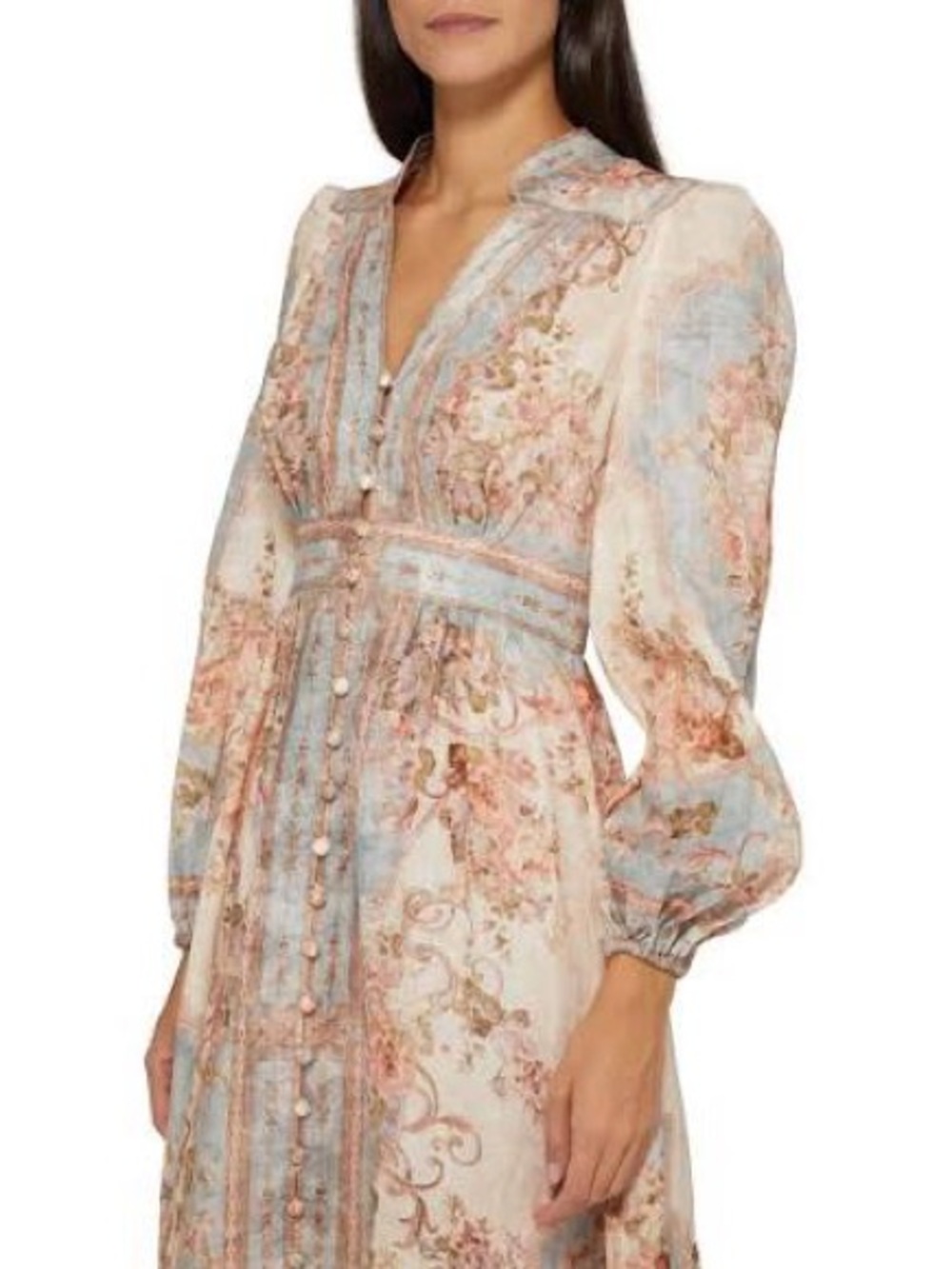 Zimmermann Cream and Pastel Blue Floral Midi Dress - Picture 3 of 4